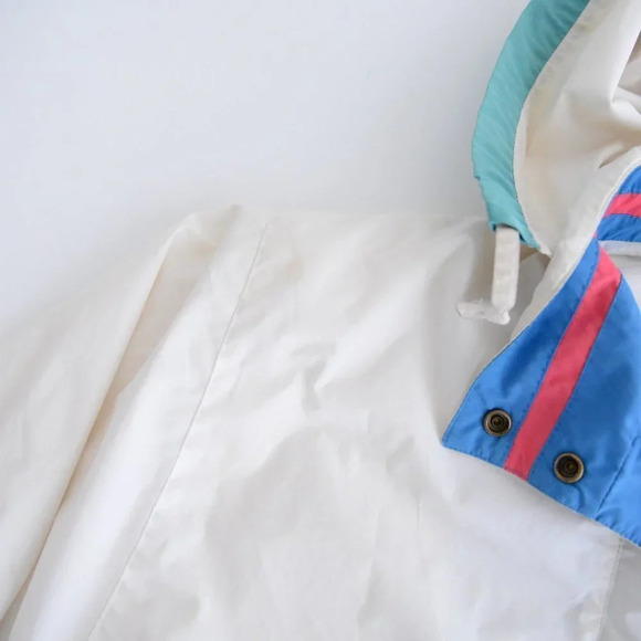Vintage 90's London Fog White &  Blue Zip Up Light Jacket Size Medium - Picture 10 of 15